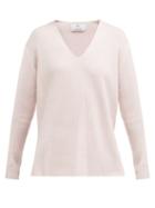 Matchesfashion.com Allude - Ribbed Cashmere V Neck Sweater - Womens - Light Pink