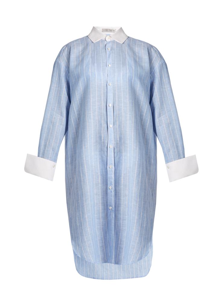 Palmer/harding Long-line Step-hem Striped Shirt
