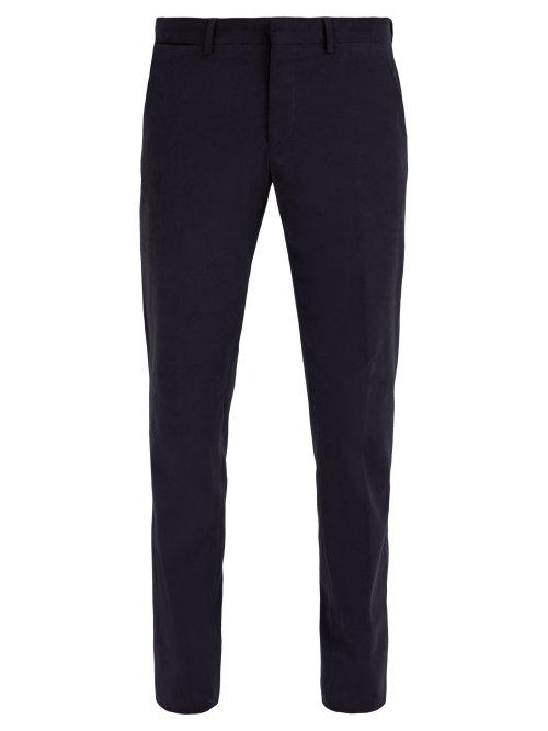 Matchesfashion.com Ermenegildo Zegna - Stretch Cotton Chino Trousers - Mens - Navy
