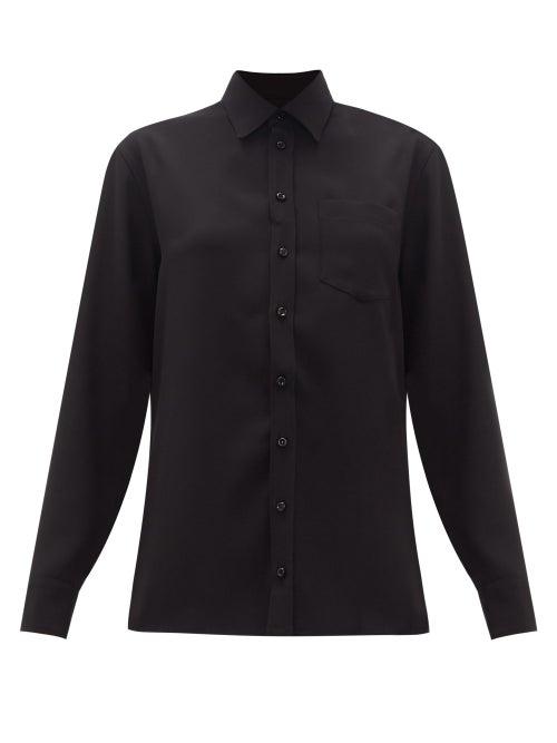 Matchesfashion.com Maison Margiela - Off-the-shoulder Crepe Shirt - Womens - Black