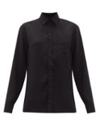 Matchesfashion.com Maison Margiela - Off-the-shoulder Crepe Shirt - Womens - Black