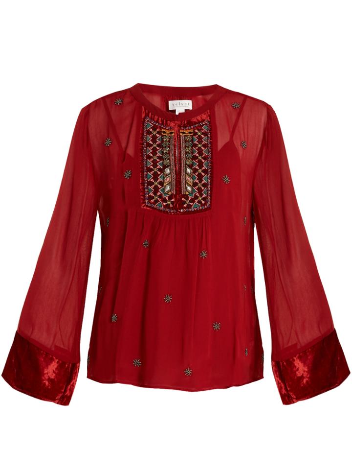 Velvet By Graham & Spencer Becky Embellished Chiffon Blouse