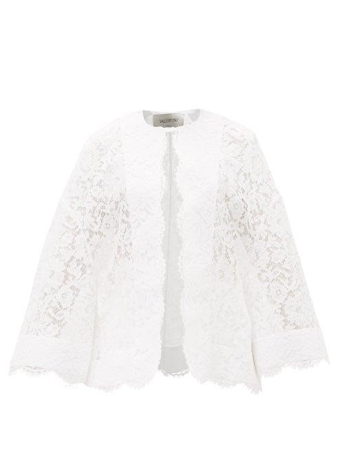 Matchesfashion.com Valentino - Fluted-sleeve Guipure-lace Jacket - Womens - White