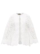 Matchesfashion.com Valentino - Fluted-sleeve Guipure-lace Jacket - Womens - White