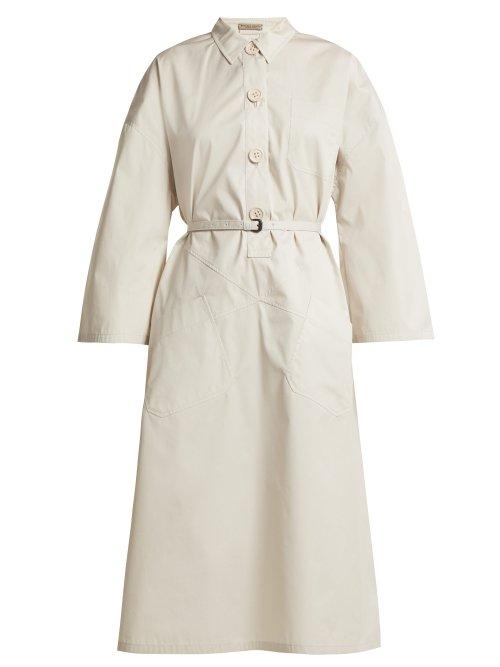 Matchesfashion.com Bottega Veneta - Tie Waist Cotton Shirtdress - Womens - Ivory