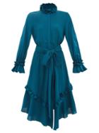 Alexandre Vauthier - Flounced Crepe Dress - Womens - Dark Blue