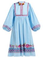 Matchesfashion.com Figue - Nora Geometric Embroidered Striped Cotton Dress - Womens - Blue Stripe