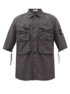 Stone Island - Short-sleeved Flap-pocket Cotton-blend Shirt - Mens - Grey