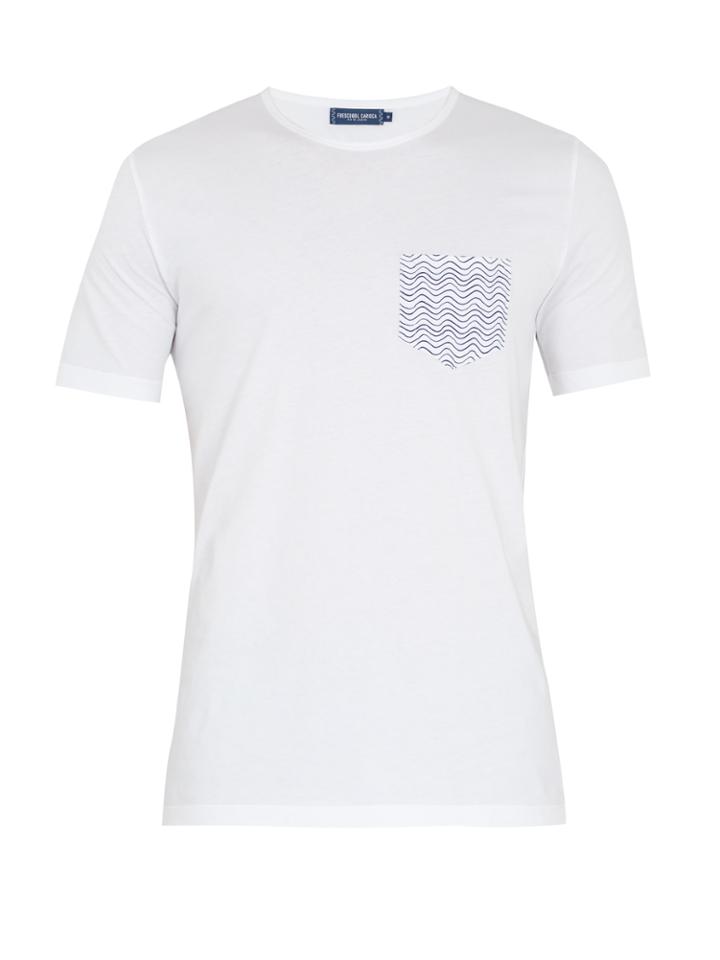 Frescobol Carioca Ondas-print Pocket Cotton T-shirt