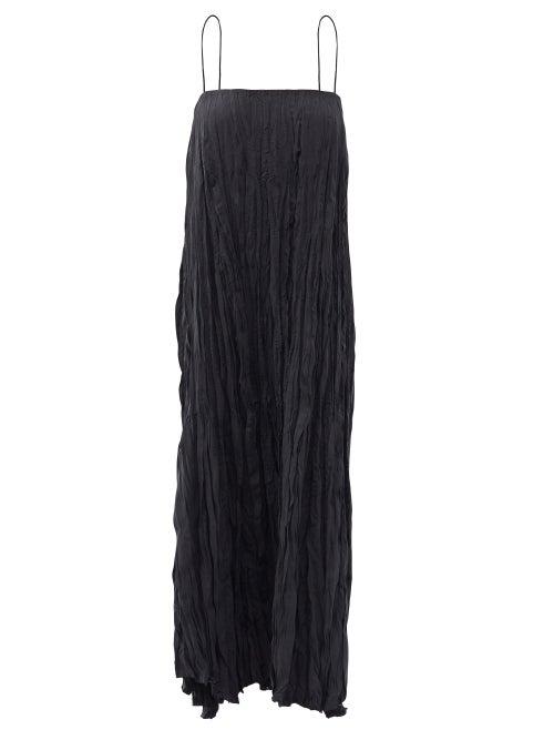 Ladies Rtw Totme - Square-neck Crinkled Silk-habotai Maxi Dress - Womens - Black