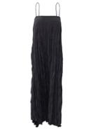 Ladies Rtw Totme - Square-neck Crinkled Silk-habotai Maxi Dress - Womens - Black