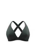 Matchesfashion.com Form And Fold - The Tri Crossover-back D-g Bikini Top - Womens - Dark Green