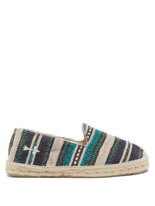 Matchesfashion.com Maneb - Marrakesh Striped Espadrilles - Mens - Blue Stripe