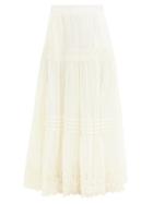 Matchesfashion.com Mimi Prober - Kate Embroidered Organic-silk Maxi Skirt - Womens - Ivory