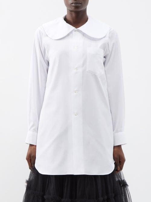 Comme Des Garons Comme Des Garons - Rounded-collar Oversized Cotton-poplin Shirt - Womens - White
