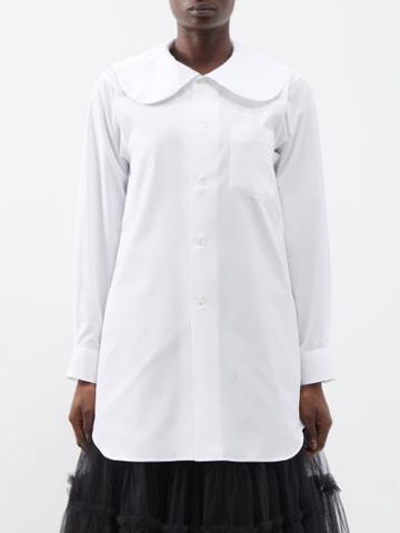 Comme Des Garons Comme Des Garons - Rounded-collar Oversized Cotton-poplin Shirt - Womens - White