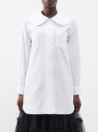 Comme Des Garons Comme Des Garons - Rounded-collar Oversized Cotton-poplin Shirt - Womens - White
