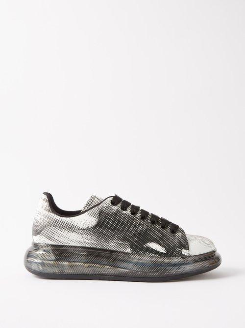Alexander Mcqueen - Oversized Printed Raised-sole Leather Trainers - Mens - White Black