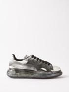 Alexander Mcqueen - Oversized Printed Raised-sole Leather Trainers - Mens - White Black