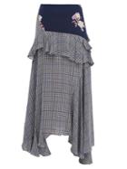 Matchesfashion.com Preen Line - Jolissa Checked Ruffle Trim Crepe Midi Skirt - Womens - Multi