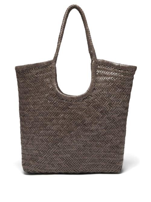 Dragon Diffusion - Diagonal Triple Jump Woven-leather Tote Bag - Womens - Grey