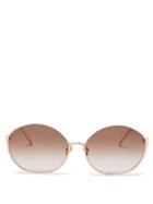 Matchesfashion.com Linda Farrow - Rae 18kt Rose-gold Plated Titanium Sunglasses - Womens - Brown