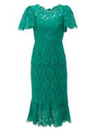 Matchesfashion.com Dolce & Gabbana - Ruffled Lace Midi Dress - Womens - Green