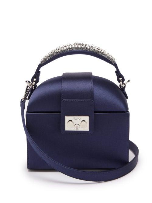 Matchesfashion.com Rodo - Trunk Crystal-embellished Satin Cross-body Bag - Womens - Navy