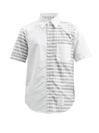 Matchesfashion.com Thom Browne - Panelled Gingham-check Cotton-oxford Shirt - Mens - Grey
