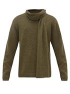 Matchesfashion.com Deveaux - Scarf Neck Cashmere Sweater - Mens - Dark Green