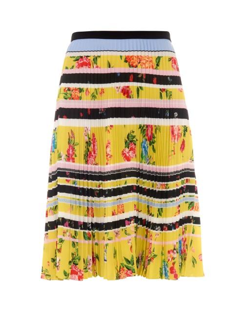 Mary Katrantzou Fontaine Lemon Blossom-print Pleated Skirt