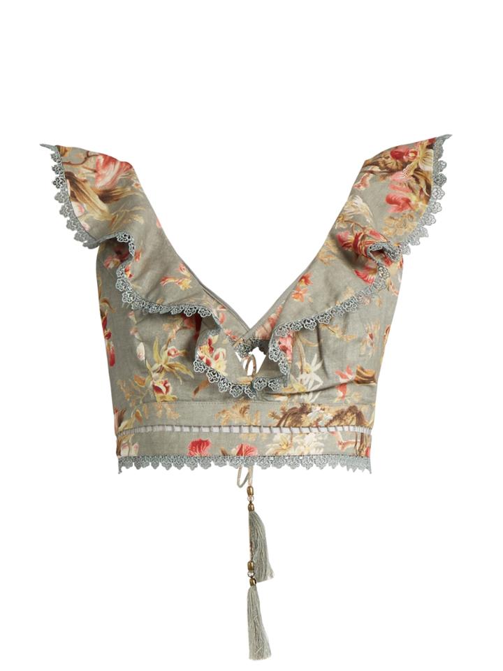 Zimmermann Mercer Flutter Frill Linen-blend Top