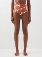 Johanna Ortiz - Oceania Shell-print High-rise Bikini Briefs - Womens - Red Print