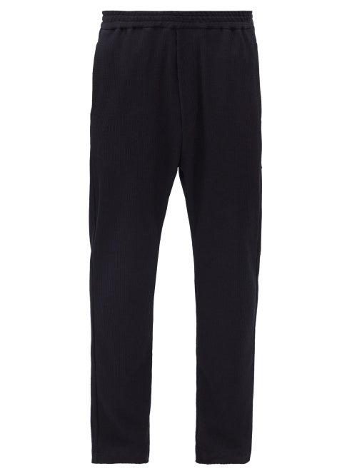 Matchesfashion.com Barena Venezia - Bativoga Stripe-jacquard Cotton-twill Trousers - Mens - Navy