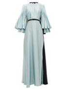 Matchesfashion.com Roksanda - Athella Panelled Silk Satin Gown - Womens - Light Blue