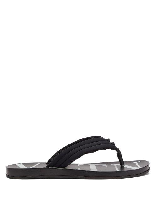 Matchesfashion.com Valentino - Vltn Print Flip Flops - Mens - Black Multi