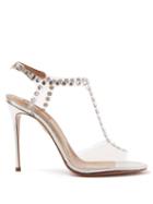 Matchesfashion.com Aquazzura - Shine 105 Crystal Embellished Pvc Sandals - Womens - Silver