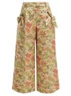 Matchesfashion.com Simone Rocha - Bow Trim Floral Brocade Trousers - Womens - Green Multi