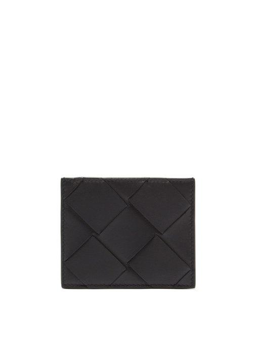 Matchesfashion.com Bottega Veneta - Increcciato Woven Leather Cardholder - Mens - Black