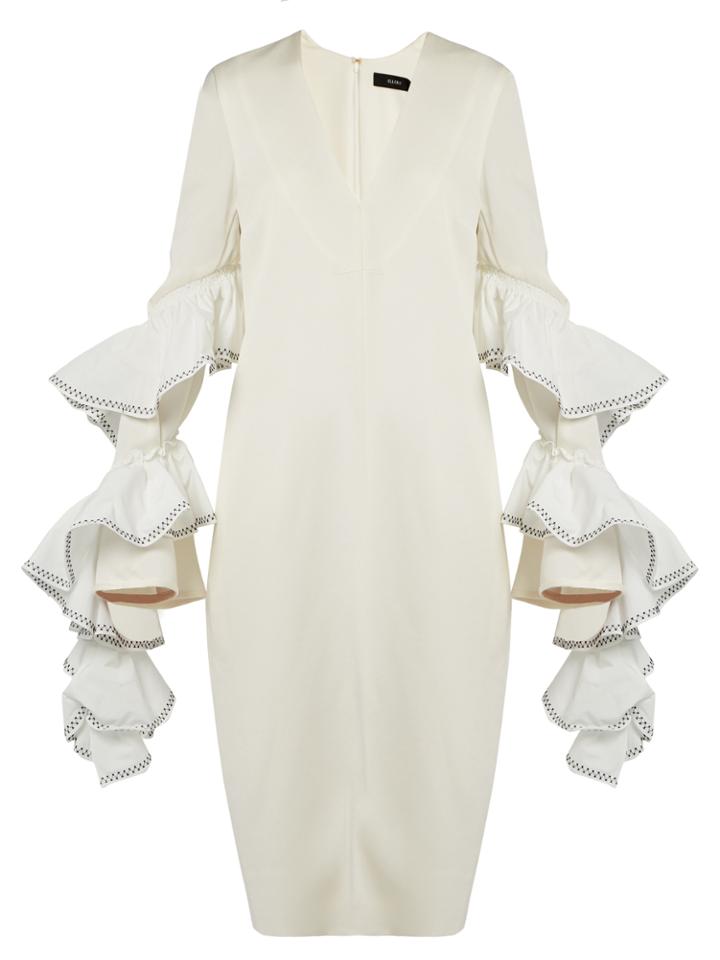 Ellery Molotov Ruffled-sleeve Crepe Dress