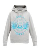 Matchesfashion.com Gucci - Gg-disc Print Cotton-jersey Hooded Sweatshirt - Mens - Grey