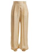 Matchesfashion.com Gucci - Mid Rise Polka Dot Print Silk Trousers - Womens - Ivory Multi