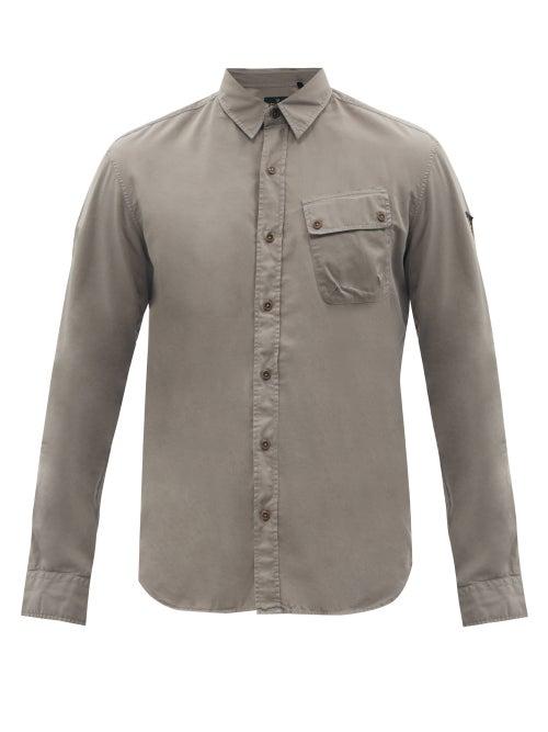 Belstaff - Pitch Patch-pocket Cotton-poplin Shirt - Mens - Grey
