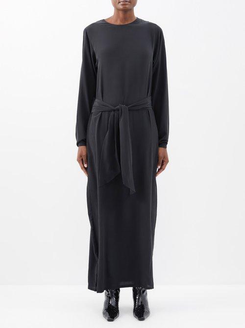 Raey - Cross-back Drop-waist Silk Dress - Womens - Black