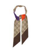 Gucci - Colour-block And Gg-print Silk-twill Scarf - Womens - Beige Multi