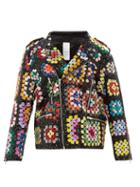 Matchesfashion.com Ashish - Sequinned Crochet Effect Biker Jacket - Womens - Black Multi