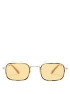 Matchesfashion.com Garrett Leight - Steiner Rectangle Frame Sunglasses - Womens - Yellow