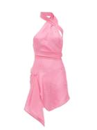 Matchesfashion.com Ludovic De Saint Sernin - Swan Halterneck Crystal-embellished Silk Dress - Womens - Pink