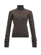 Noir Kei Ninomiya - High-neck Polka-dot Tulle Top - Womens - Black