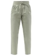 Matchesfashion.com A.p.c. - Sarah Belted Cotton-blend Gabardine Trousers - Womens - Green